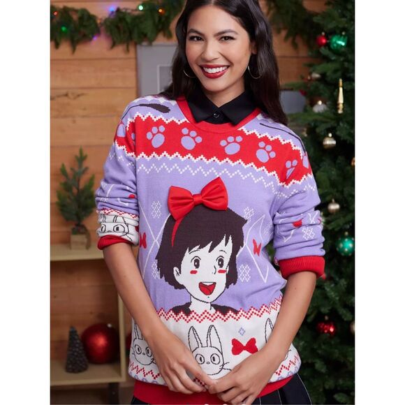 Our Universe Studio Ghibli Kiki's Delivery Service Patterned Holiday Sweater Nwt - Picture 1 of 9